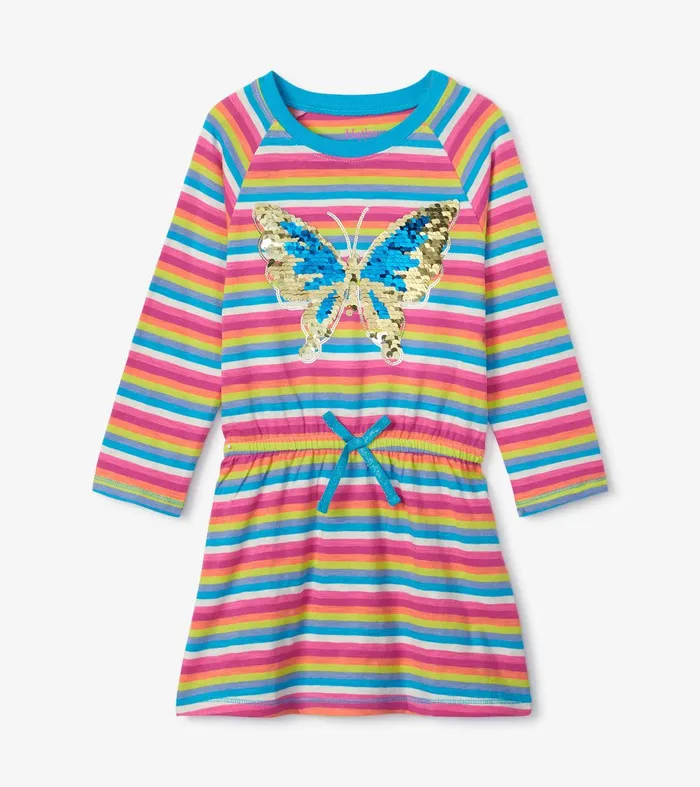 Girls Rainbow Stripes Drop Waist Dress Hatley