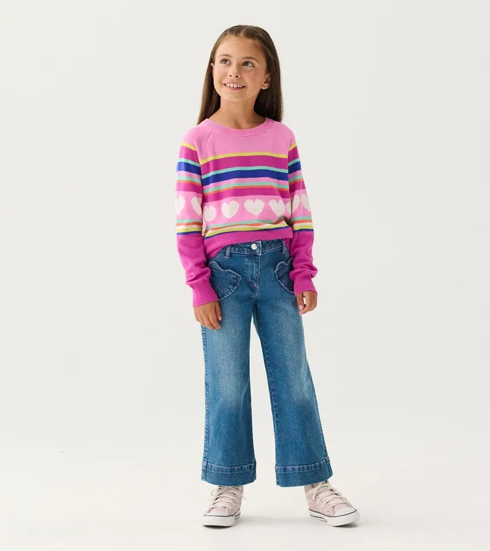 Girls Stretch Denim Wide Leg Pants Hatley
