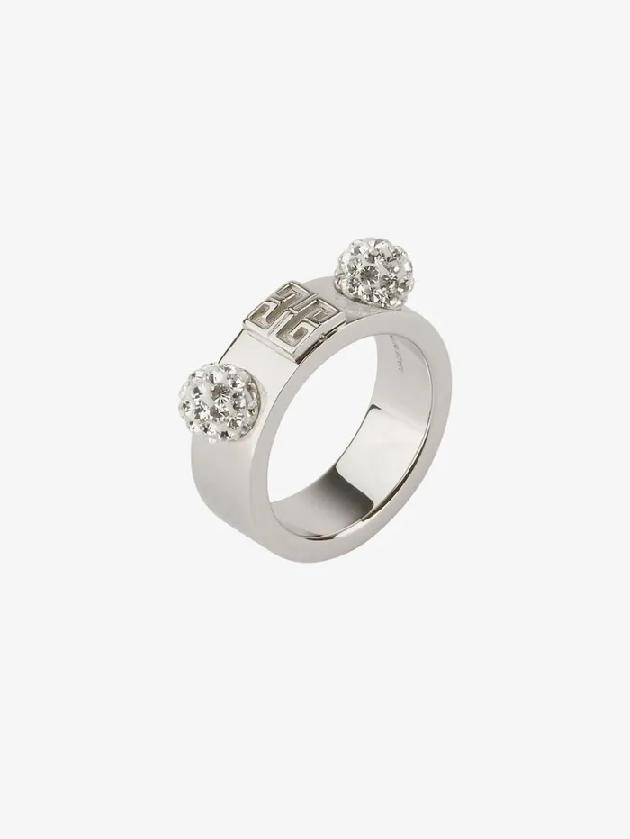 Givenchy 4G Ring In Metal With Crystals Silvery Women Jewelry Givenchy 4G Ring In Metal With Crystals Silvery Women Jewelry