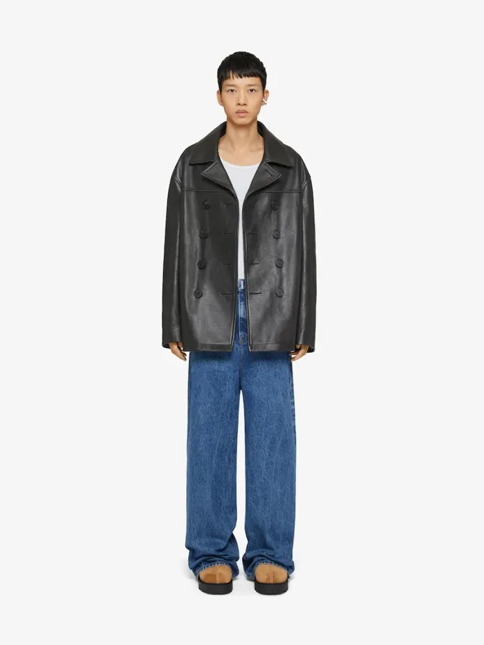 Givenchy Low Crotch Wide Jeans In Marble Denim Indigo Blue Men Pants and Shorts
