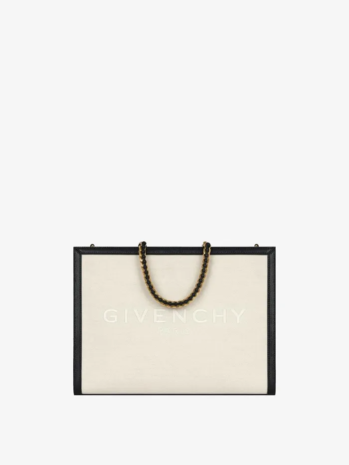Givenchy Medium GTote Shopping Bag In Canvas And Leather Natural Beige Women Crossbody Bags
