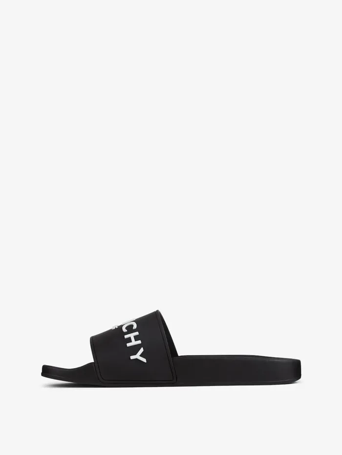 Givenchy Slide Flat Sandals In Rubber Black Men Slides and Sandals