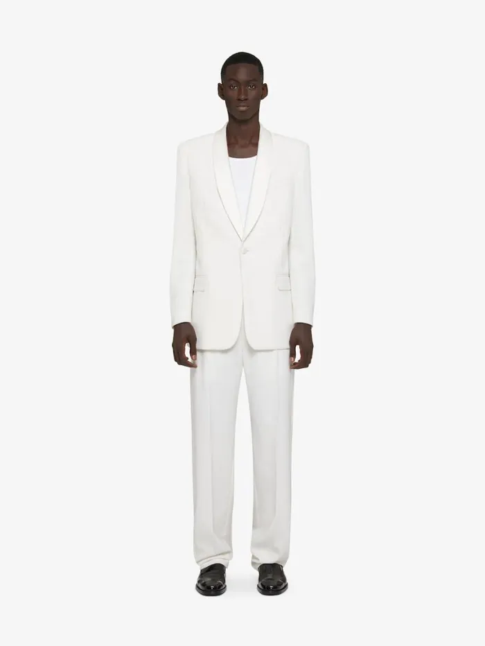 Givenchy Wide Pants In Wool And Mohair With Piping Detail White Men Pants and Shorts