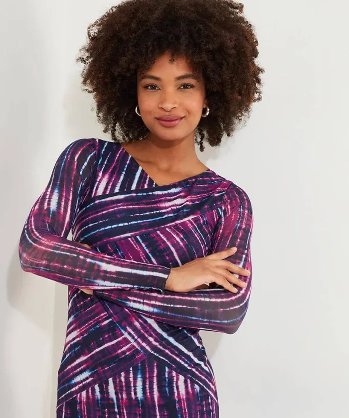 Joe Browns Dresses Women Elsa Printed Mesh Dress Purple