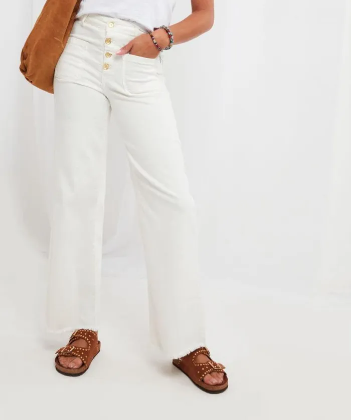 Joe Browns Jeans and Trousers Women Pippa Wide Leg Jeans White