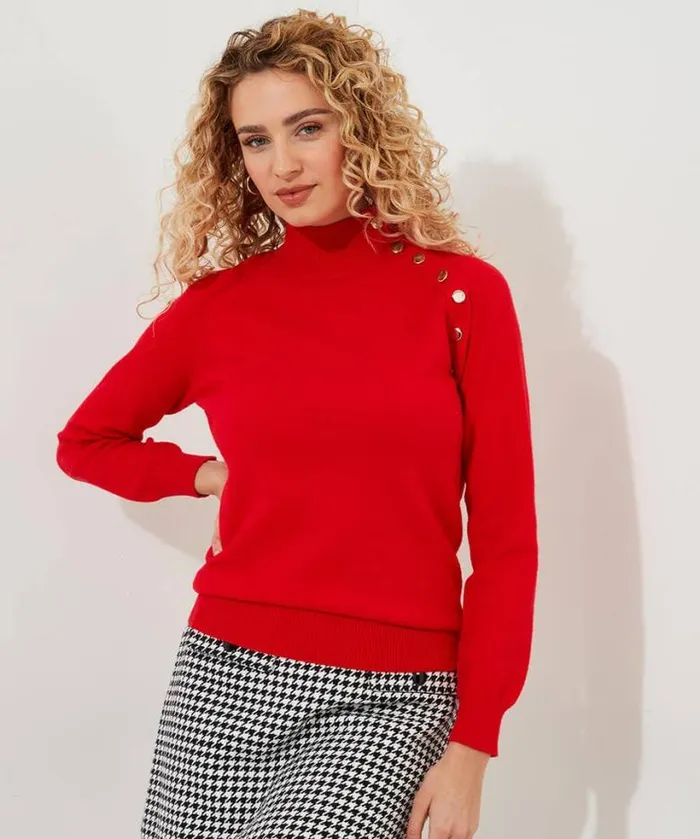 Joe Browns Knitwear and Cardigans Women Poppy High Neck Jumper Red