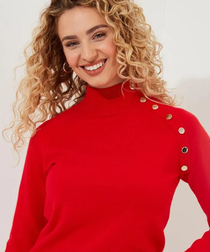 Joe Browns Knitwear and Cardigans Women Poppy High Neck Jumper Red