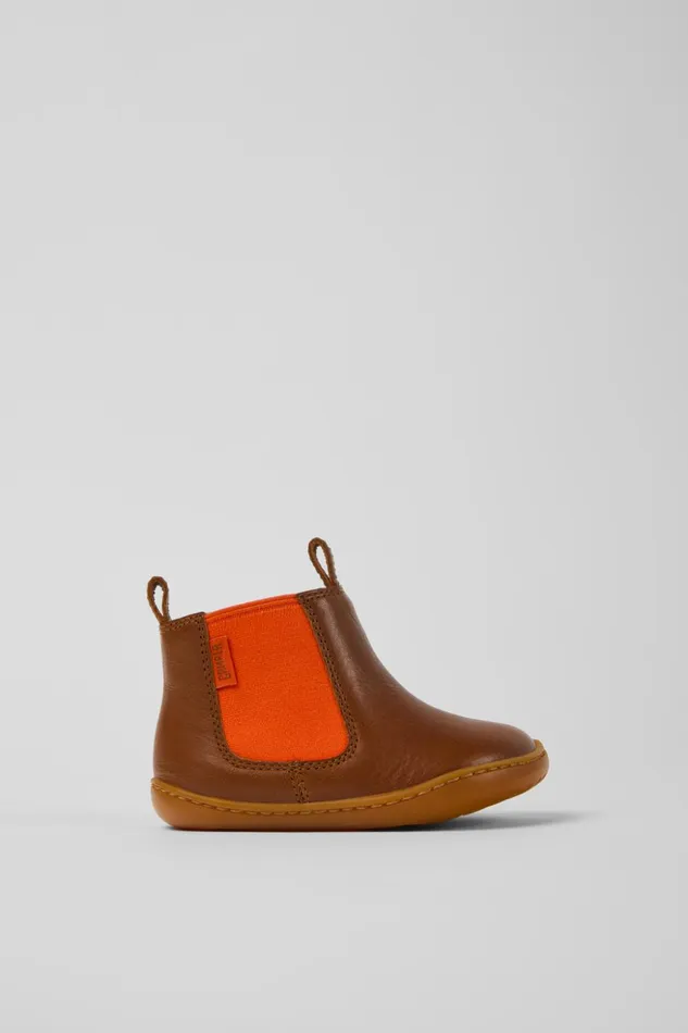 Kids Peu Brown Leather Boots For Kids Camper Boots