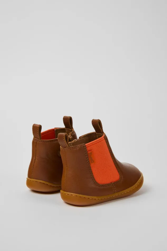 Kids Peu Brown Leather Boots For Kids Camper Boots