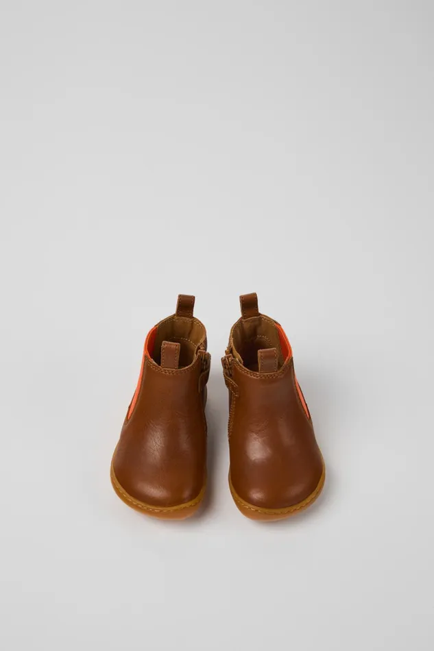 Kids Peu Brown Leather Boots For Kids Camper Boots