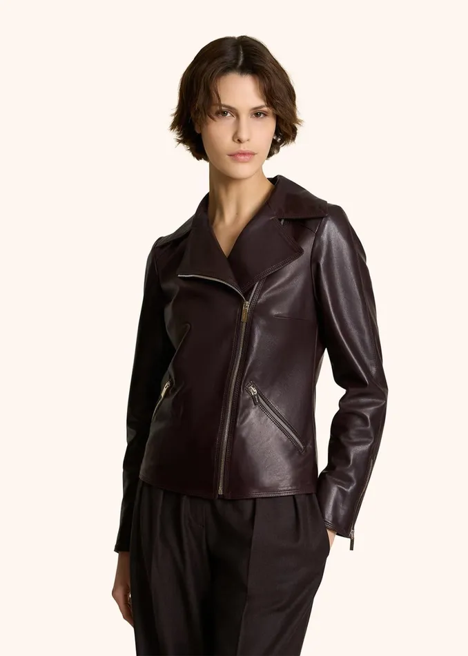 Kiton Outerwear SMOOTH LEATHER BIKER JACKET 8211 Women