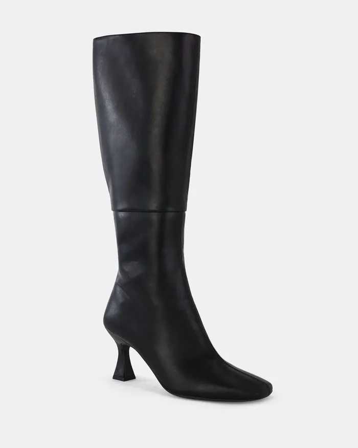 Knee High Boots Women OCTAVIA WIDE BLACK Zip Up Boots NOVO Shoes