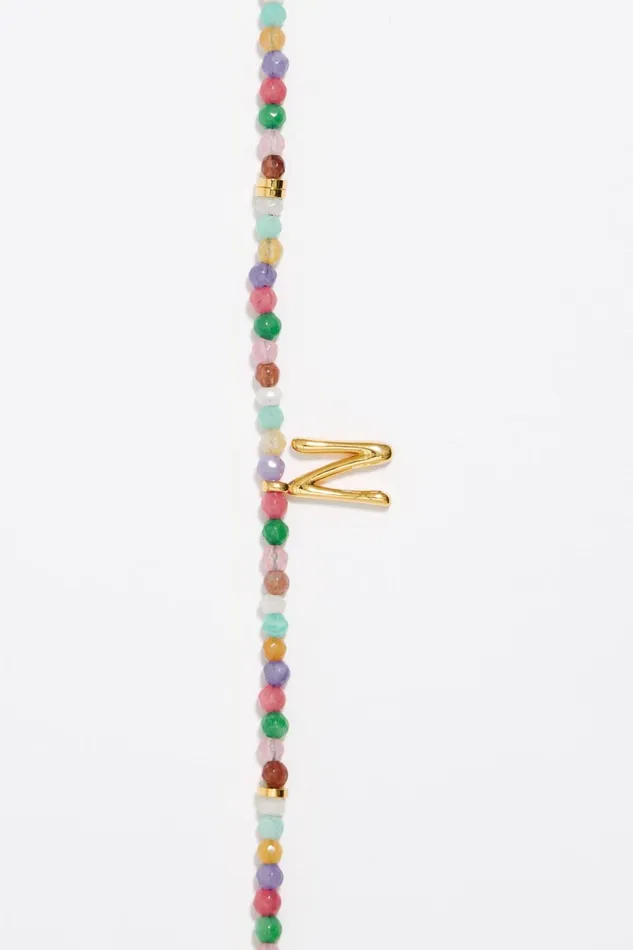 Letter N Multicolor Stones Necklace Gold Women Bimba Y Lola Alphabet Letter N Multicolor Stones Necklace Gold Women Bimba Y Lola Alphabet