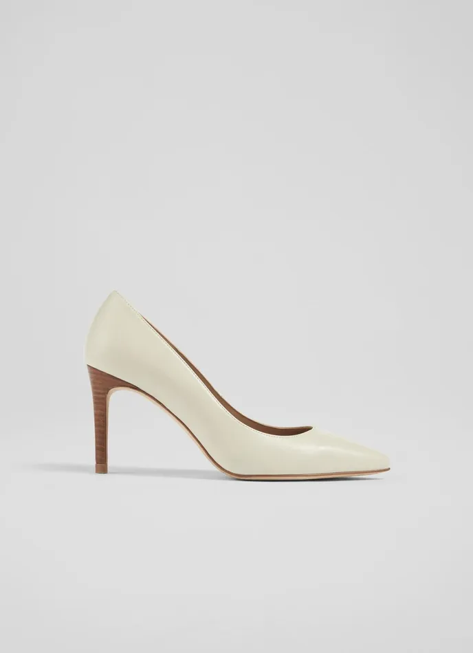 LK Bennett Floret Nude 3 Leather Pointed Courts Women Court Shoes