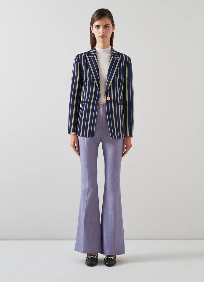 LK Bennett Mya Striped LinenLenzing Ecovero Viscose Blend Jacket Women Coats and Jackets