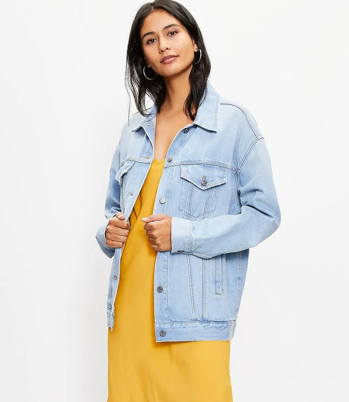 LOFT Petite Denim Trucker Jacket In Authentic Light Indigo Wash Authentic Light Indigo Wash Women Petite Jackets and Blazers LOFT Petite Denim Trucker Jacket In Authentic Light Indigo Wash Authentic Light Indigo Wash Women Petite Jackets and Blazers