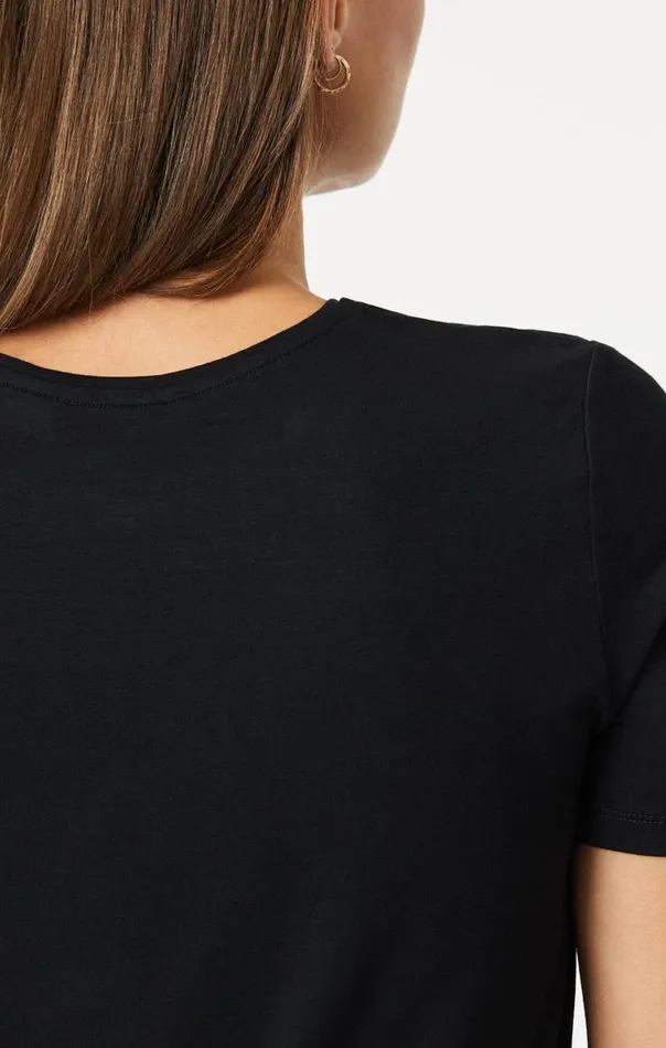 Luxe Crew Neck TShirt In Black Women Mavi Jeans Tops and TShirts