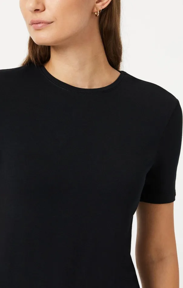 Luxe Crew Neck TShirt In Black Women Mavi Jeans Tops and TShirts
