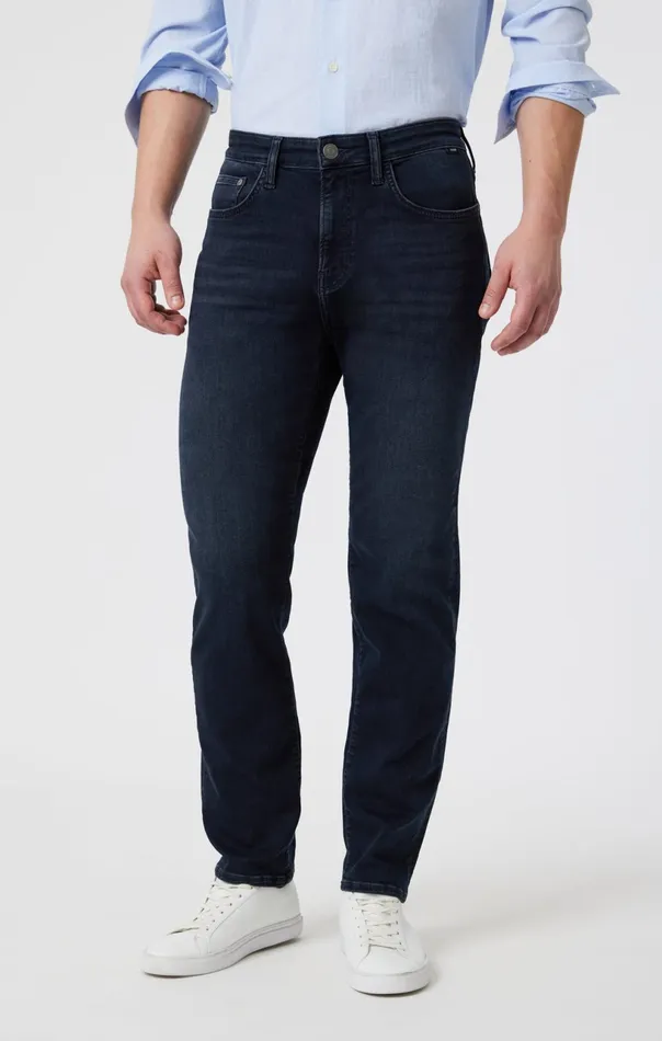 Marcus Slim Straight Leg In Blue Black Brushed Supermove Men Mavi Jeans Denim