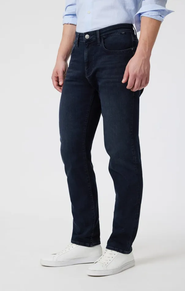 Marcus Slim Straight Leg In Blue Black Brushed Supermove Men Mavi Jeans Denim