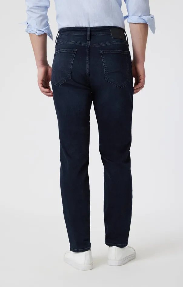Marcus Slim Straight Leg In Blue Black Brushed Supermove Men Mavi Jeans Denim
