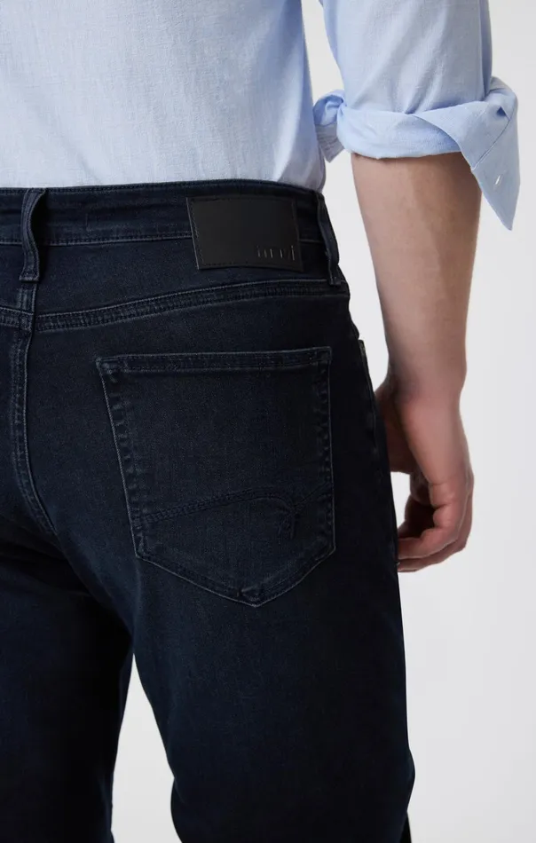 Marcus Slim Straight Leg In Blue Black Brushed Supermove Men Mavi Jeans Denim