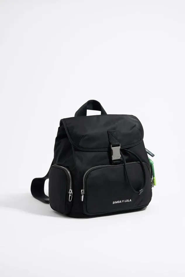 Medium Black Nylon Pocket Backpack Black Women Bimba Y Lola Backpacks And Bumbags