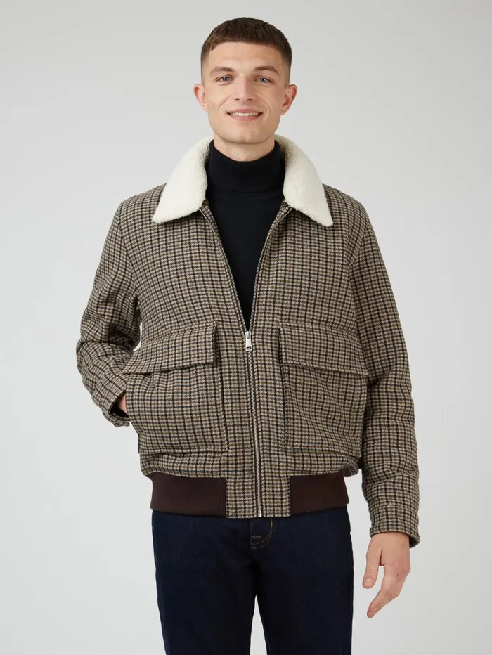 Men Ben Sherman Jackets and Outerwear Heritage Check Wool Blend Jacket
