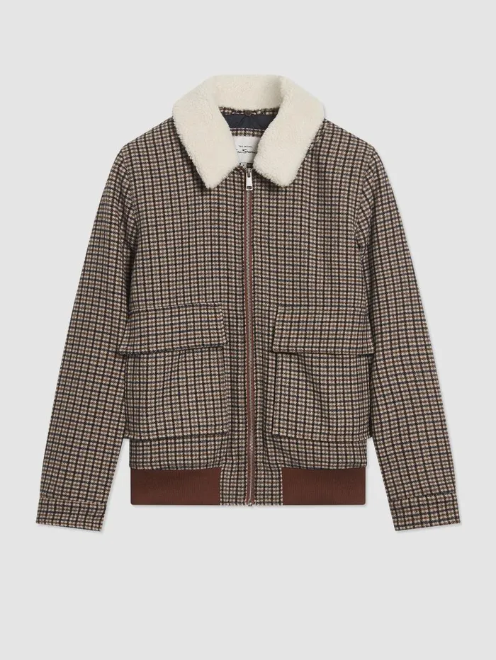 Men Ben Sherman Jackets and Outerwear Heritage Check Wool Blend Jacket