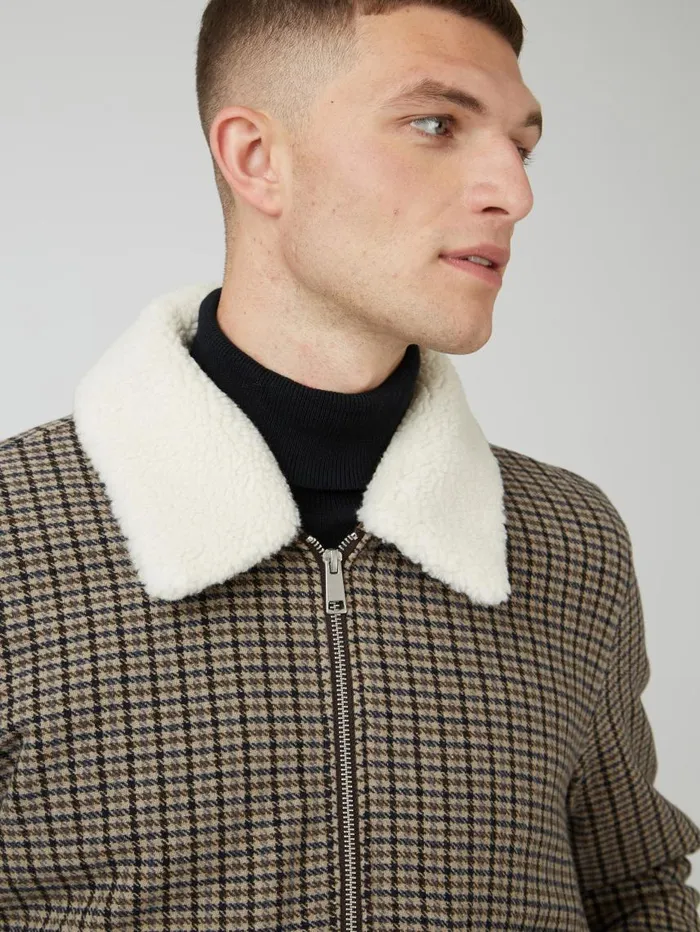 Men Ben Sherman Jackets and Outerwear Heritage Check Wool Blend Jacket