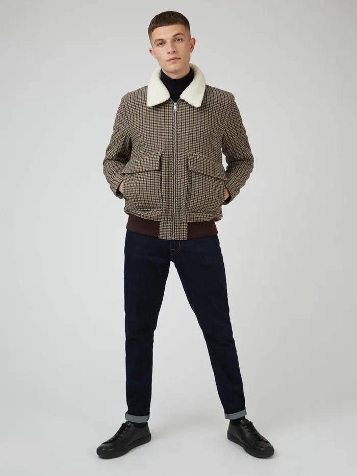 Men Ben Sherman Jackets and Outerwear Heritage Check Wool Blend Jacket