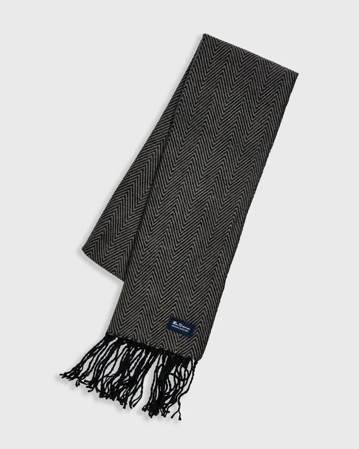Men Ben Sherman Scarves and Cold Weather Herringbone Fringed Scarf