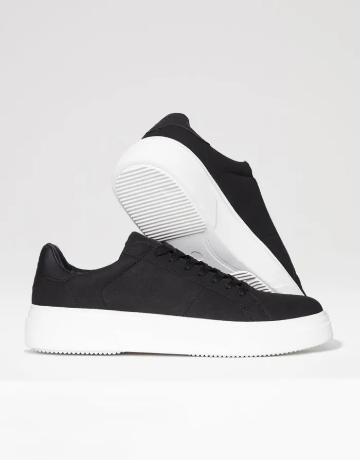 Men Black Raised Sole Court Trainers Threadbare Trainers