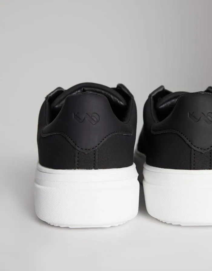 Men Black Raised Sole Court Trainers Threadbare Trainers