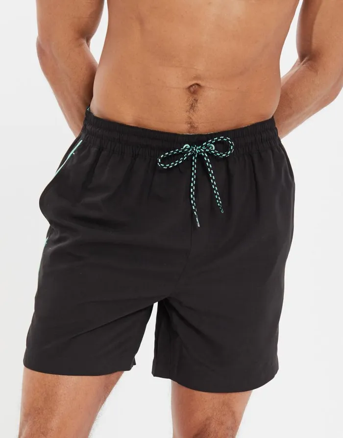 Men Black Swim Shorts Threadbare Swim Shorts