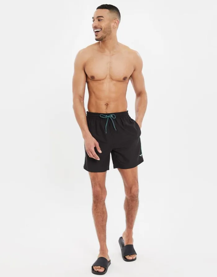 Men Black Swim Shorts Threadbare Swim Shorts