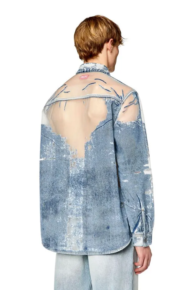 Men DSimplyOverFsd Medium Blue Diesel Shirts Men DSimplyOverFsd Medium Blue Diesel Shirts
