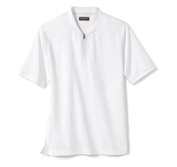 Men Jacquard Zip Polo White JohnstonandMurphy Polos and Tees