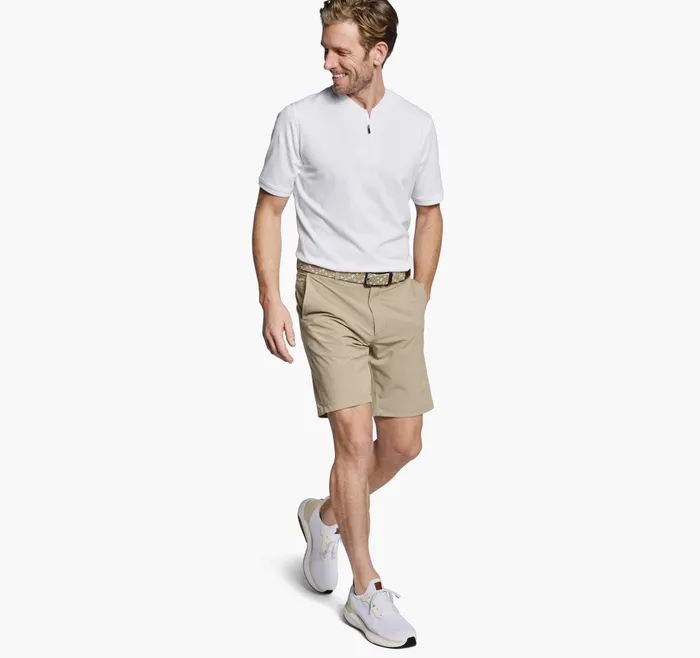Men Jacquard Zip Polo White JohnstonandMurphy Polos and Tees