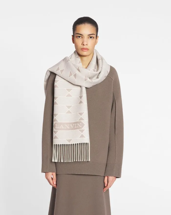 Men Lanvin Scarves Twotone Wool Scarf Light Beigeecru Men Lanvin Scarves Twotone Wool Scarf Light Beigeecru