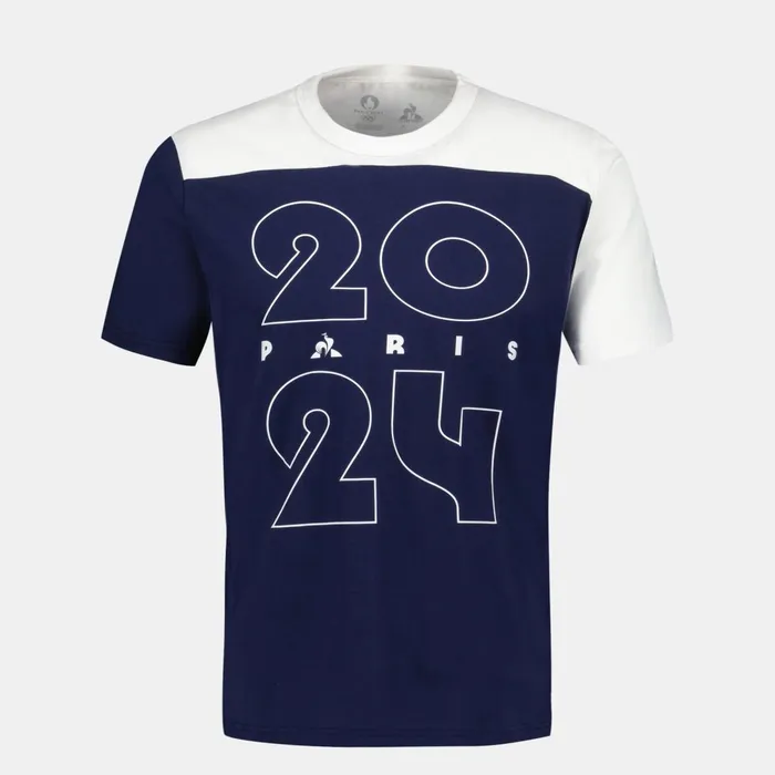 Men Le Coq Sportif Tshirts And Tops Paris 2024 TShirt Bleu Nuitmarshmallow Men Le Coq Sportif Tshirts And Tops Paris 2024 TShirt Bleu Nuitmarshmallow