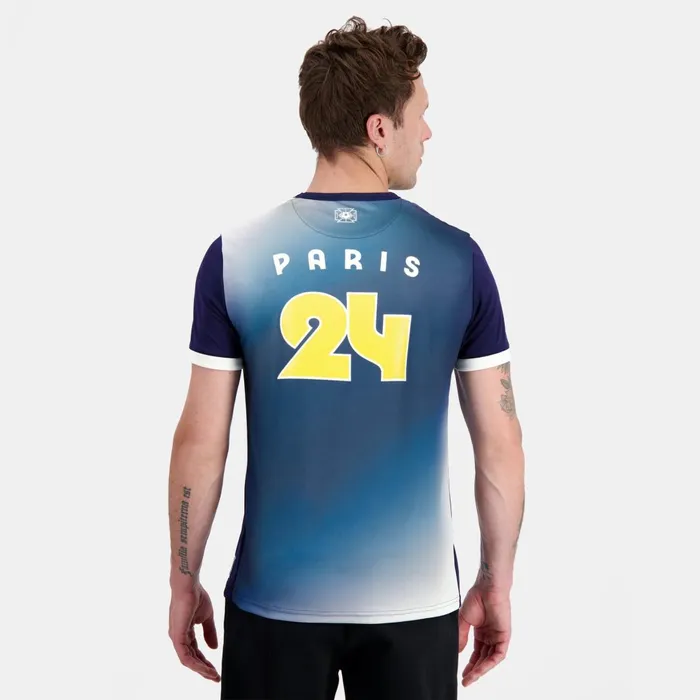 Men Le Coq Sportif Tshirts And Tops Paris 2024 TShirt Bleu Nuitmarshmallow Men Le Coq Sportif Tshirts And Tops Paris 2024 TShirt Bleu Nuitmarshmallow