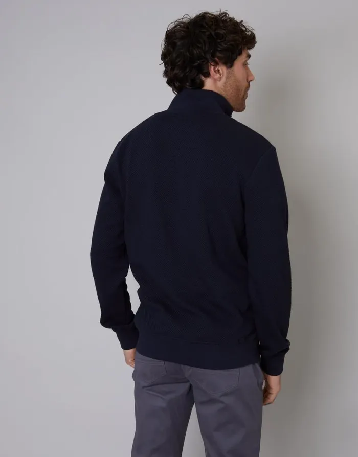 Men Navy Popper Closure Funnel Neck Waffle Textured Jumper Threadbare Jumpers Men Navy Popper Closure Funnel Neck Waffle Textured Jumper Threadbare Jumpers