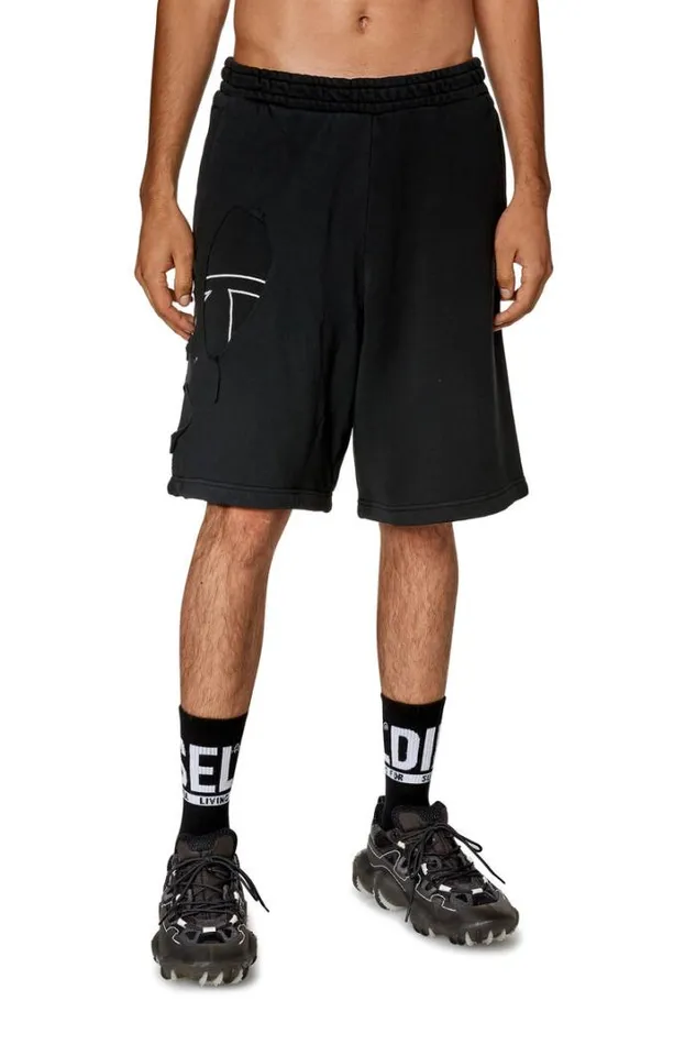 Men PCrowstrapoval Black Diesel Trousers And Shorts