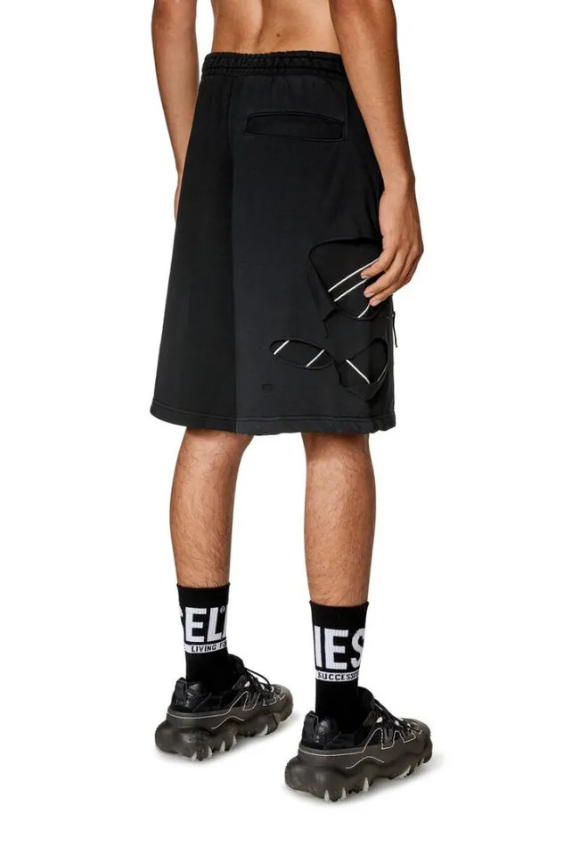 Men PCrowstrapoval Black Diesel Trousers And Shorts