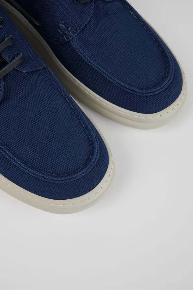 Men Runner Blue Textile Boat Shoe Camper Sneakers