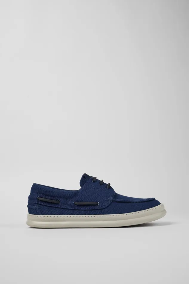 Men Runner Blue Textile Boat Shoe Camper Sneakers