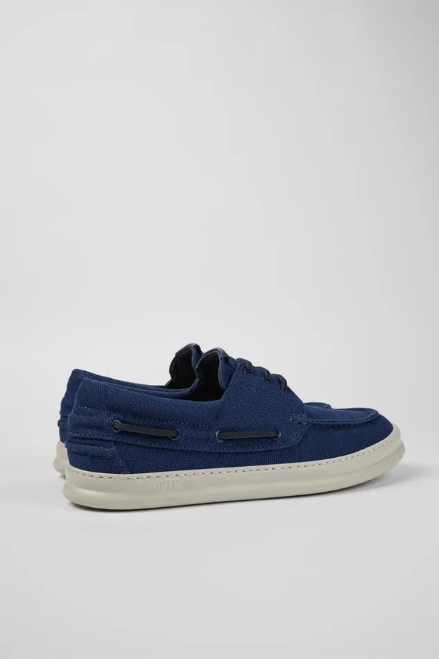 Men Runner Blue Textile Boat Shoe Camper Sneakers