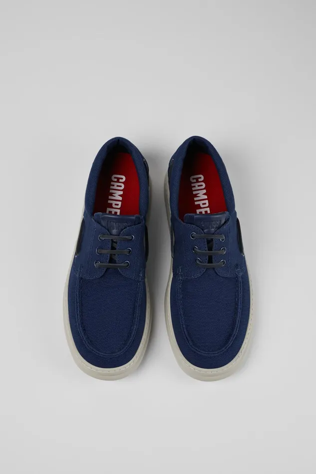 Men Runner Blue Textile Boat Shoe Camper Sneakers