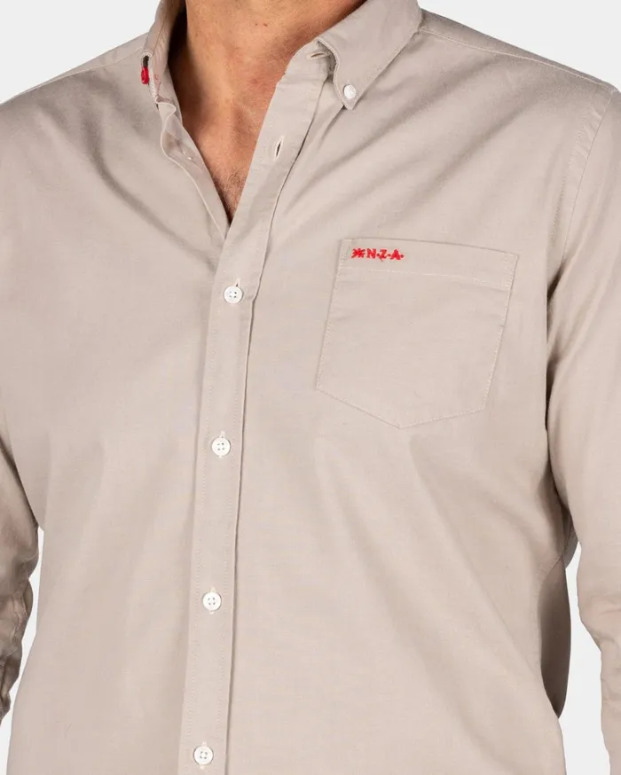Men Shirts NZA New Zealand Auckland Brown Stretch Cotton Shirt 8211 Shimmering Sand